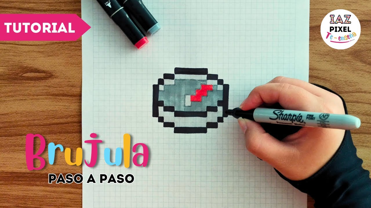 Como pintar una BRUJULA de MINECRAFT en PIXEL ART – Tutorial paso a paso #pixelart #minecraft