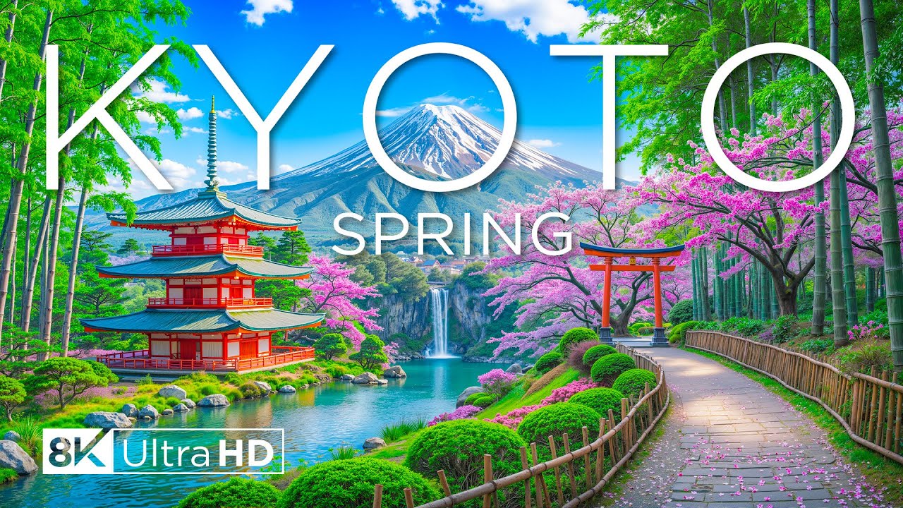 Весна в Киото, Япония 8K UHD 🌸 Королевство цветущей сакуры и древние храмы под расслабляющую музыку