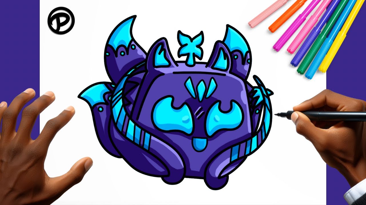 Como desenhar a Kitsune de Blox Fruits Passo a passo