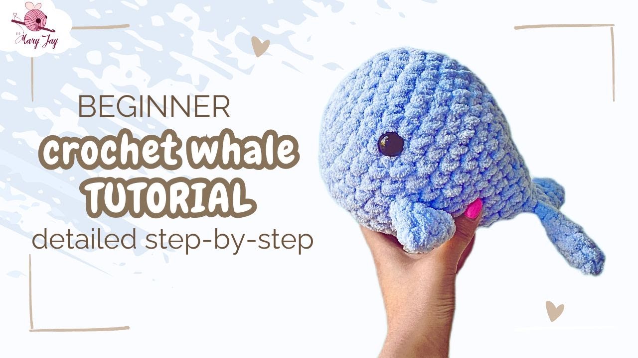 Great Beginner Project! Step-by-Step Tutorial on How to Crochet a Simple Whale: Easy Amigurumi Whale