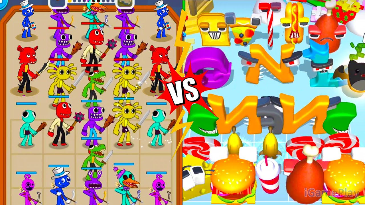 Merge Monster Friends Vs Merge Alphabet Food Battle, Merge Battle Gameplay