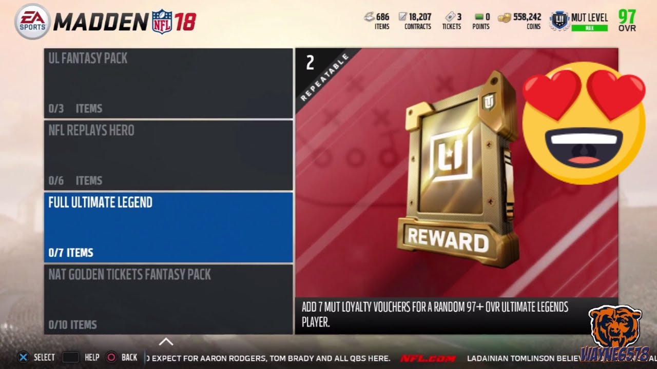 Madden 18 Ultimate Team MUT Loyalty Voucher Exchange | Free 97 Overall Ultimate Legend