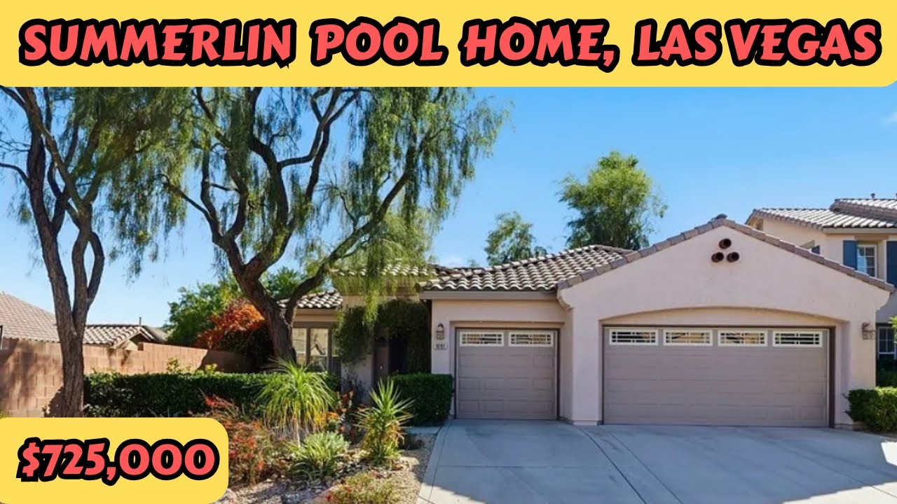 Las Vegas Homes for Sale with Pool, Single One Story Home Summerlin with Yard and Pool
