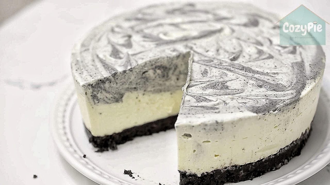 Black Sesame Marble Cheesecake | No Bake