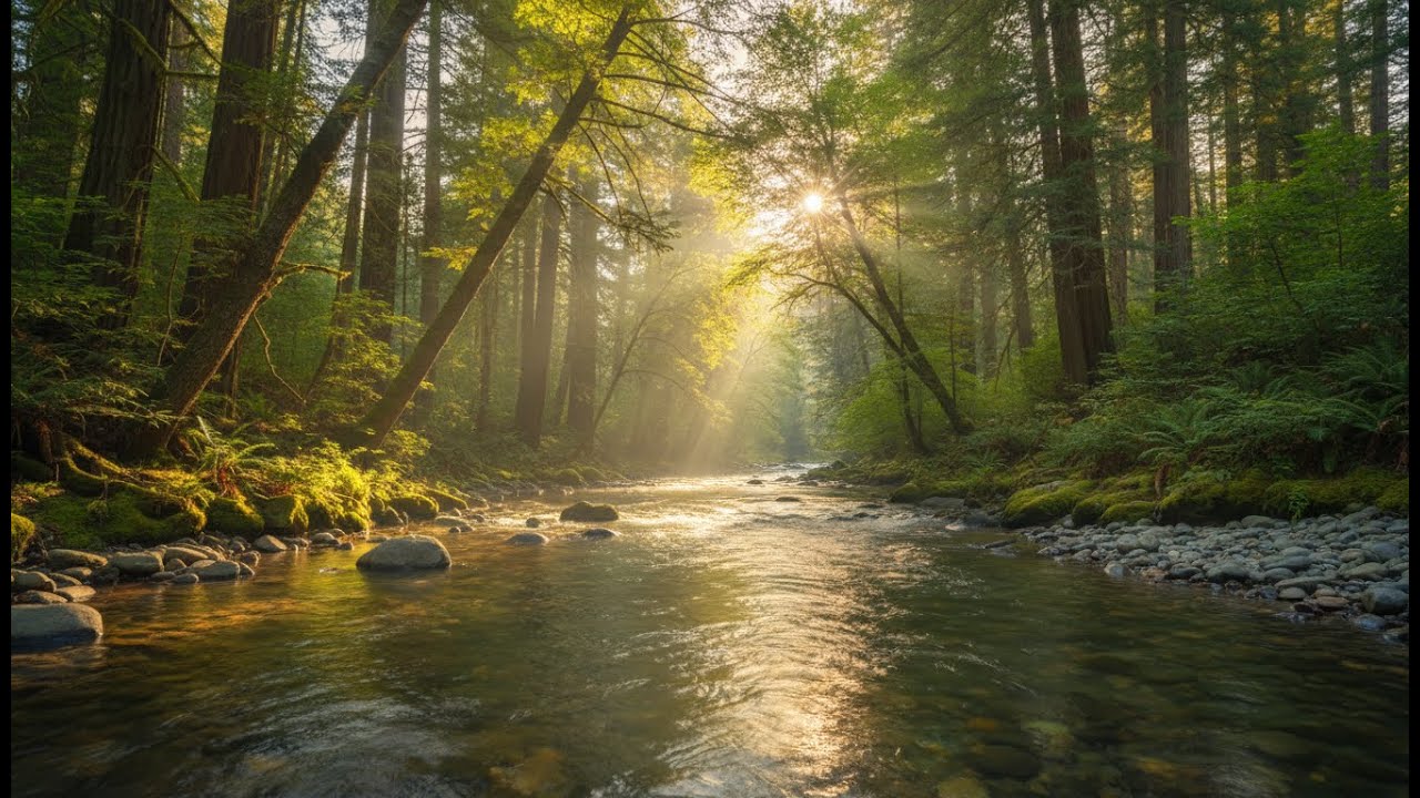 Soul Soothing – River Flow with Piano in Lush Forest Setting for Anxiety Relief 🌿💫