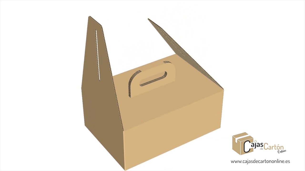 Montaje Caja Maletín con Asa, para pastelería, Maletín con Asa