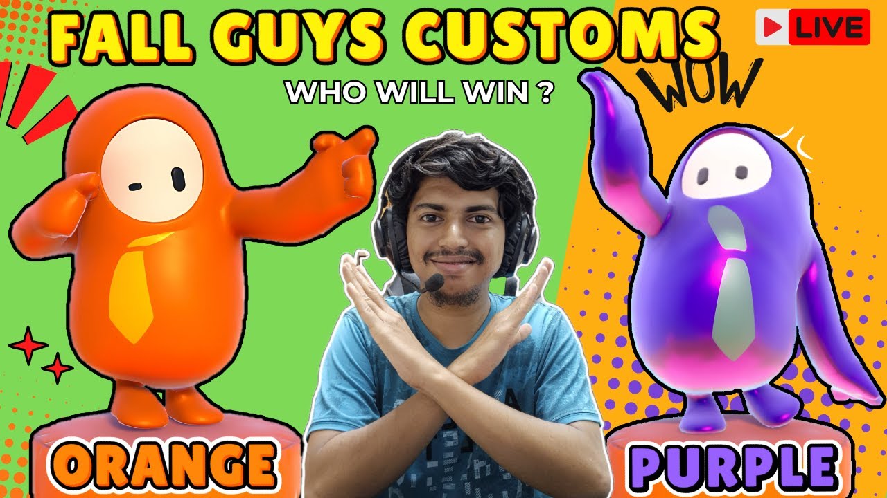 FALL GUYS customs live 🟠Orange VS 🟣Purple  Colour Battle | #fallguys #fallguyslive