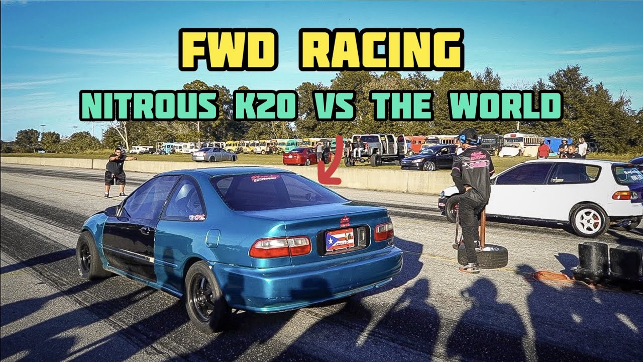 NITROUS K20 EG VS NITROUS K24 COUPE, TURBO B20 EF, AND ALL MOTOR H2B HATCH! FWD RACING | C.F.RACING