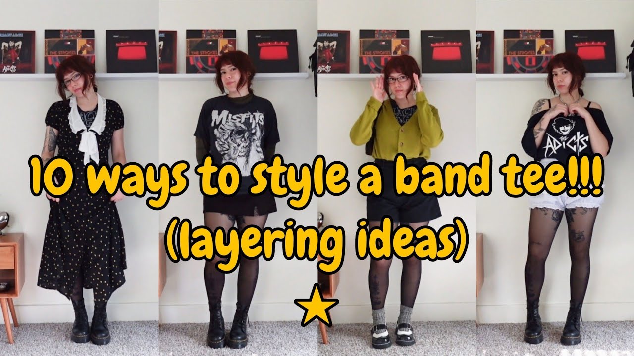 10 ways to wear *YOUR* band tees/graphic tees!! (layering tips & outfit inspo) ‹💿✩°｡🎧✮