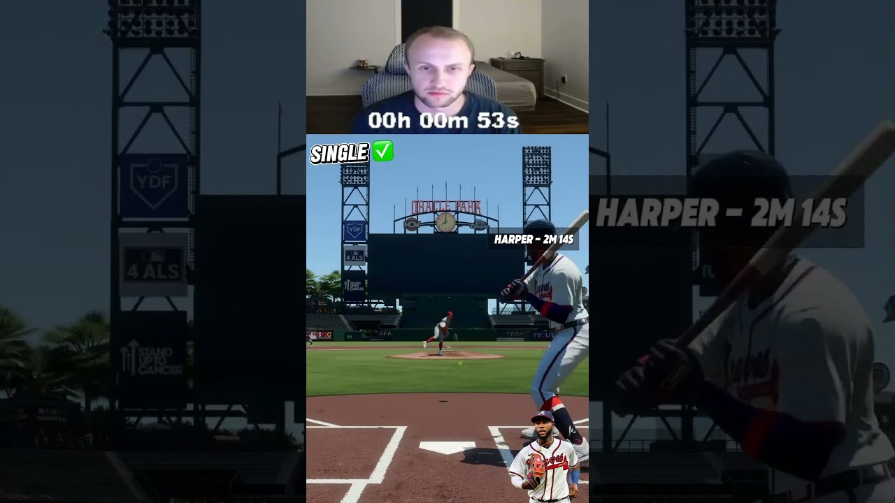Michael Harris cycle challenge but the single has to be a bunt single! #baseball #mlb #mlbtheshow