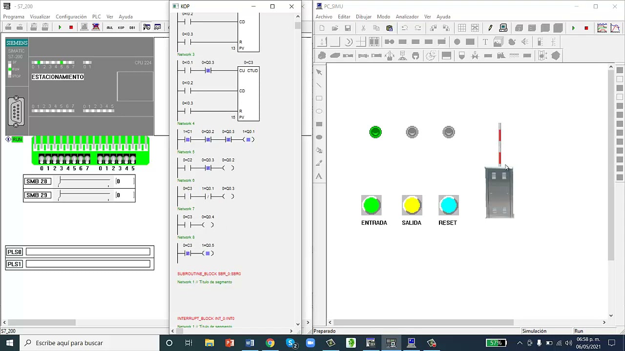 SIMULACIÓN DE UN ESTACIONAMIENTO PARA PLC, UTILIZANDO MICROWIN, S7200 Y PC SIMU