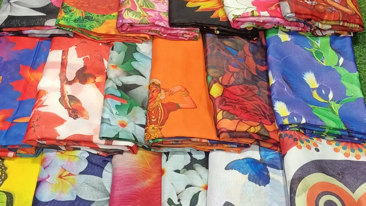 বিশাল ডিসকাউন অফার চানদুরি সিল্ক শাড়ি ডিজিটাল প্রিন্ট করা