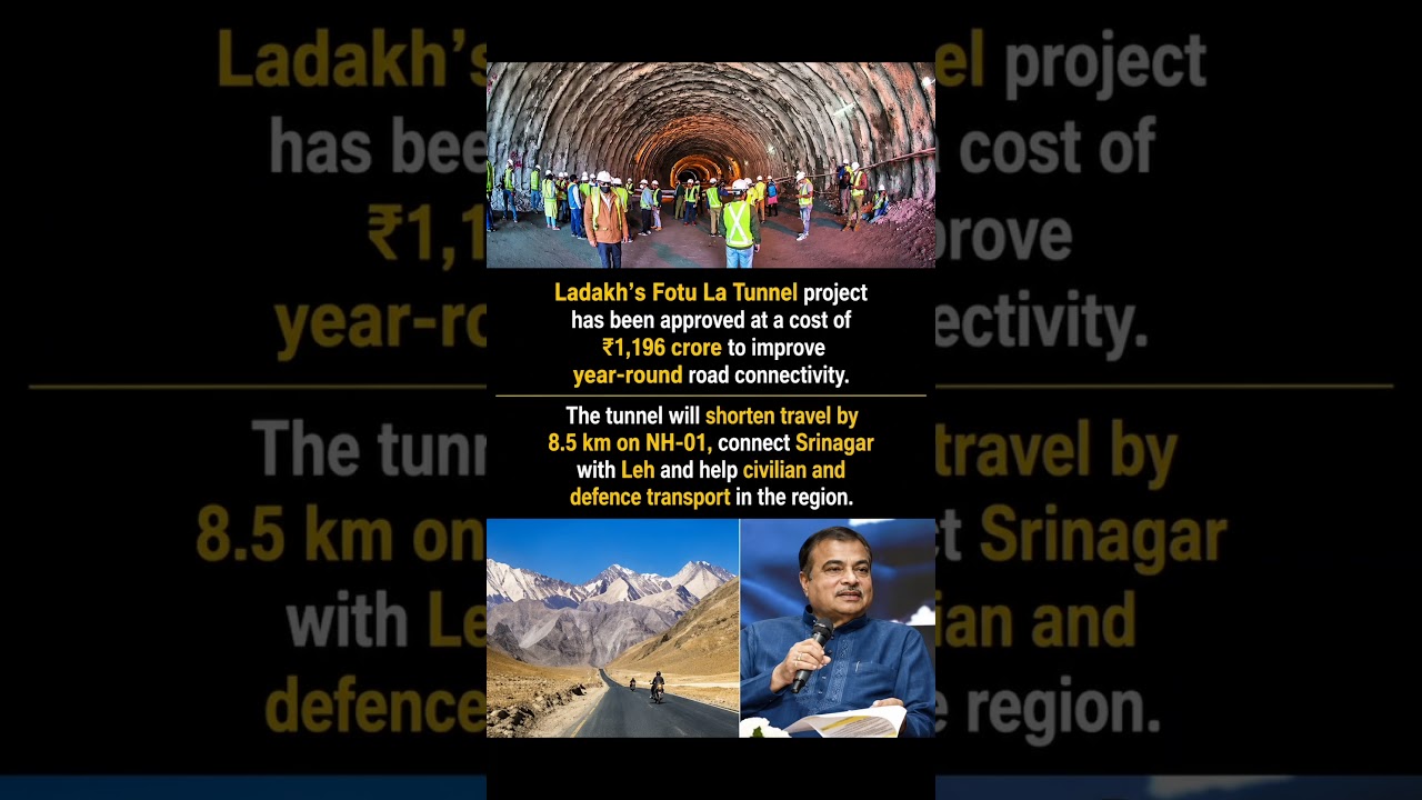 Ladakh&rsquo;s ₹1,196 Crore Fotu La Tunnel Gets Approval 🚇🏔️ #shorts #Ladakh #india #news #ladakh #tunnel