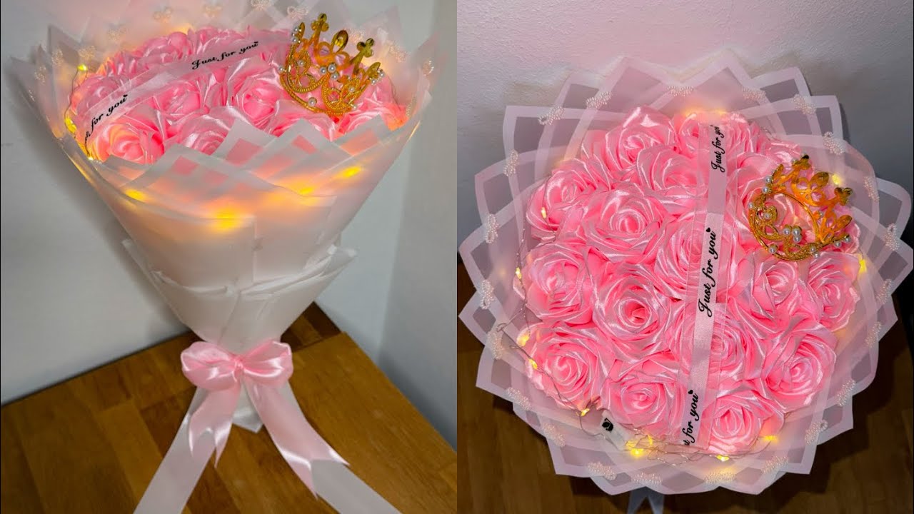 How to make a bouquet with ribbon 🎀💐
