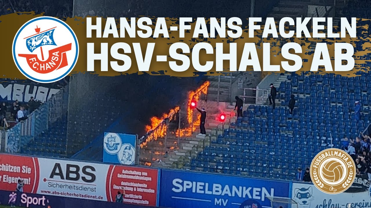 FEUER am G&auml;steblock: Hansa-Fans fackeln HSV-Schals ab | Hansa Rostock - Hamburger SV (15.05.2022)
