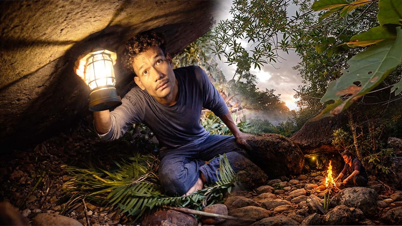 Solo in​ Deep forerest & Use a stone hut  sleeping place No food Listen bird sing