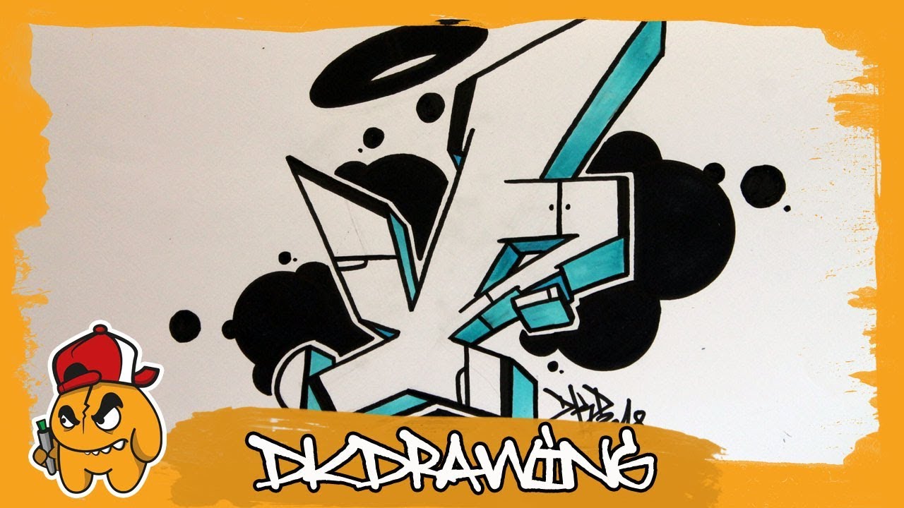 Graffiti Alphabet Tutorial - How to draw graffiti letters - Letter V