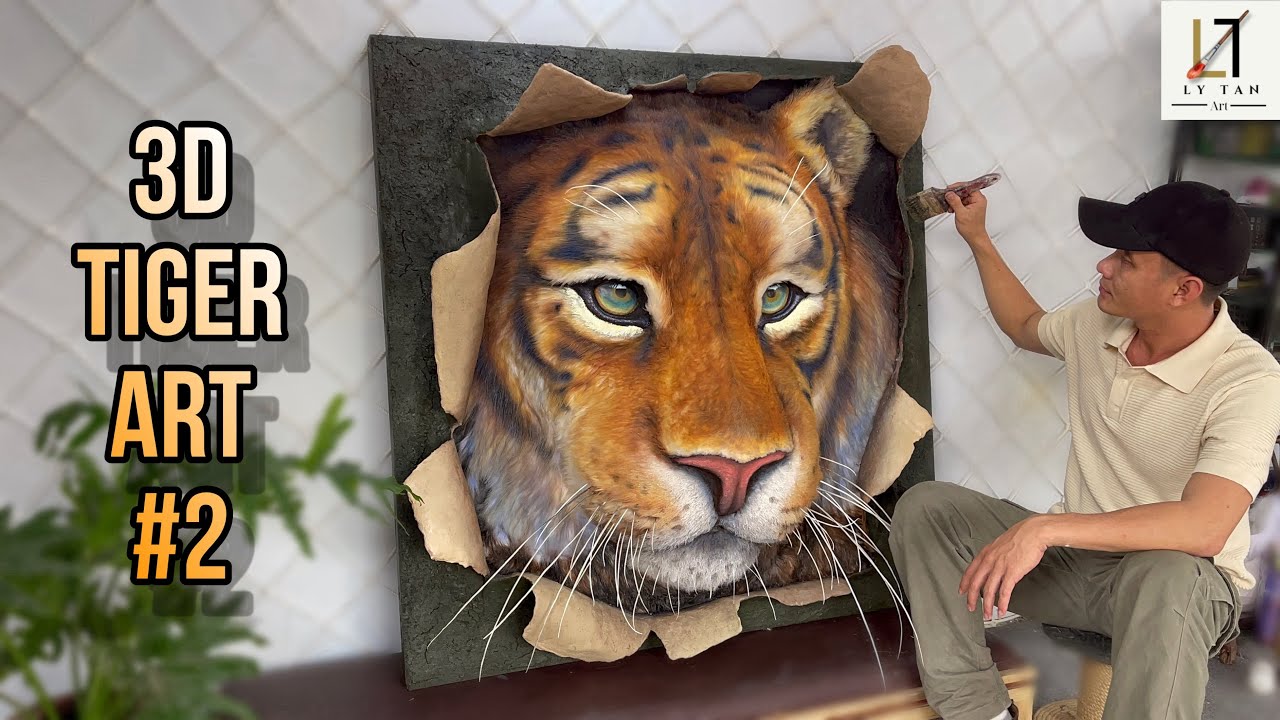 Hyper-Realistic 3D Tiger Art – A Mix of Sculpture & Painting!