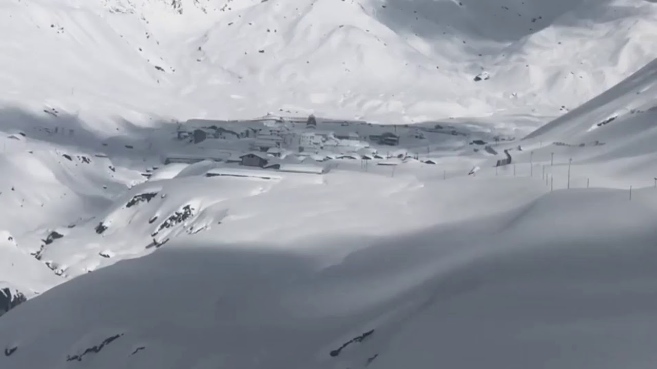 Aerial View of Kedarnath Temple Covered by Snow In Winter