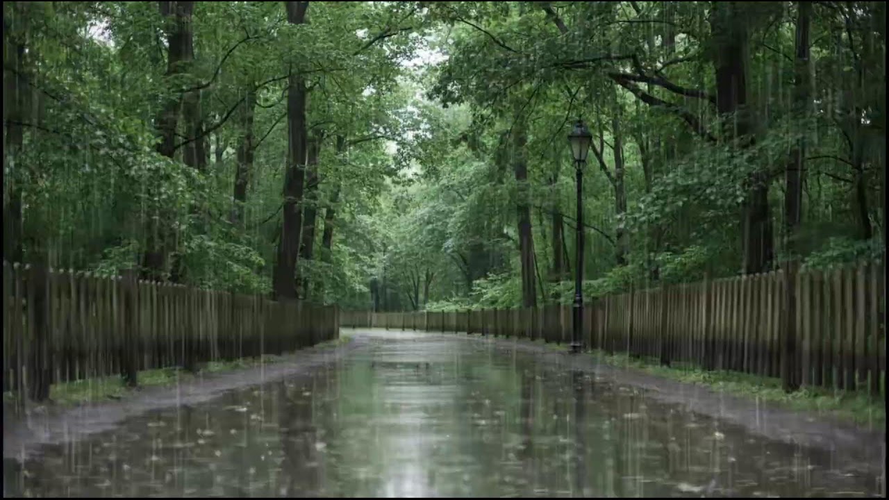 Night Rain Drifting Through Green Woodland | Gentle Nature Soundscape for Sleep and Meditation Music