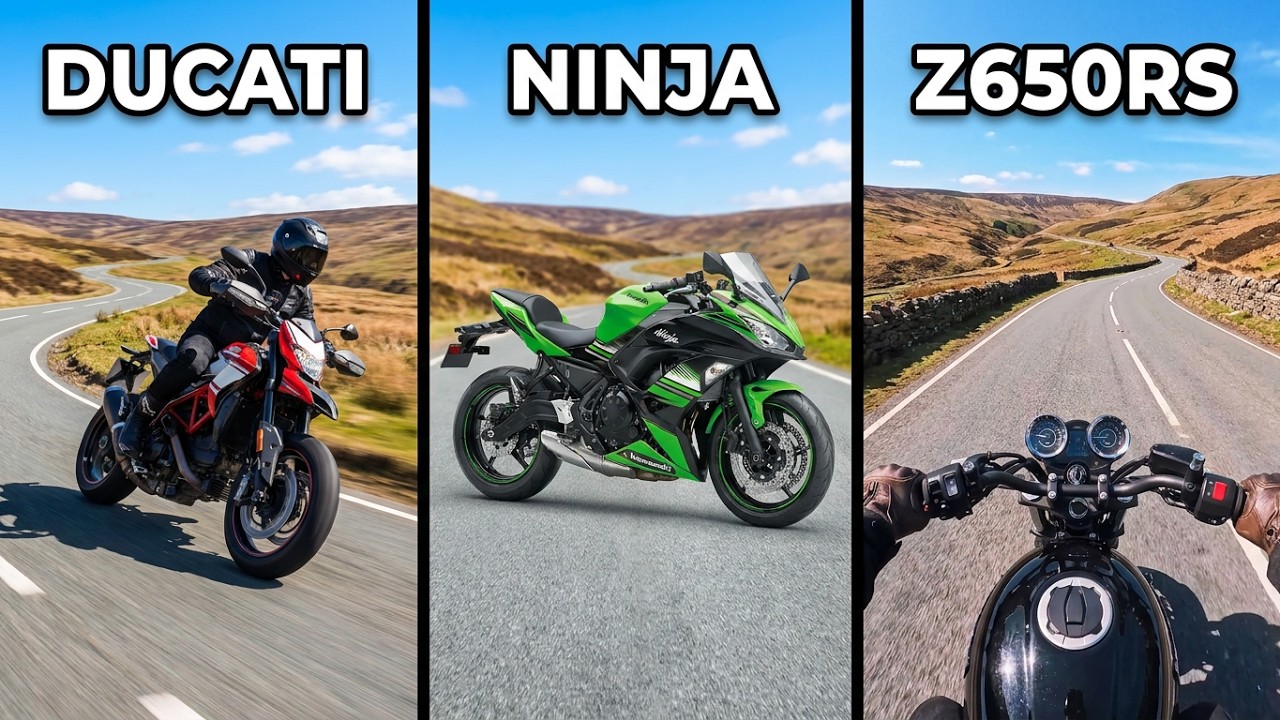 Epic Ride Through Wales Stunning Horseshoe Pass, Kawasaki Z650RS, Ninja 650 & Ducati Hypermotard 950