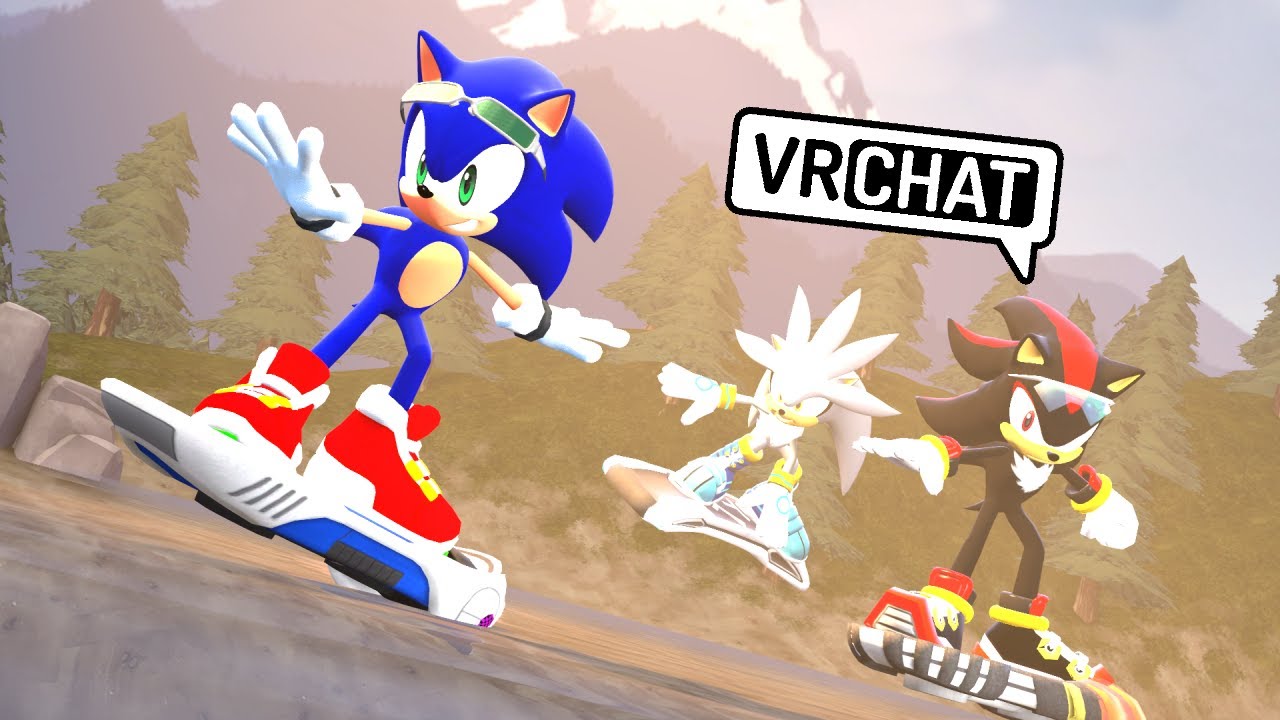 SONIC AND SHADOW AND SILVER GO ON EXTREME GEAR RACE! IN VR CHAT!