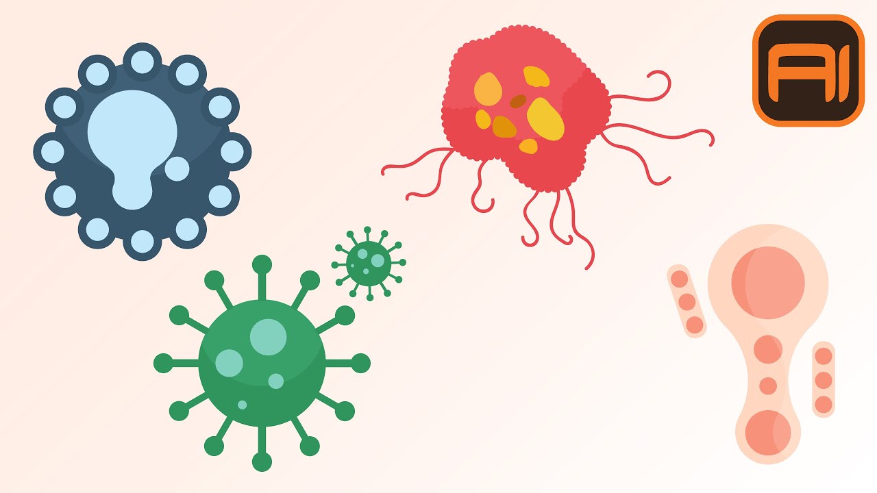 How to make corona virus and others vectors in Adobe Illustrator | Bassito تصميم شكل فيروس كورونا