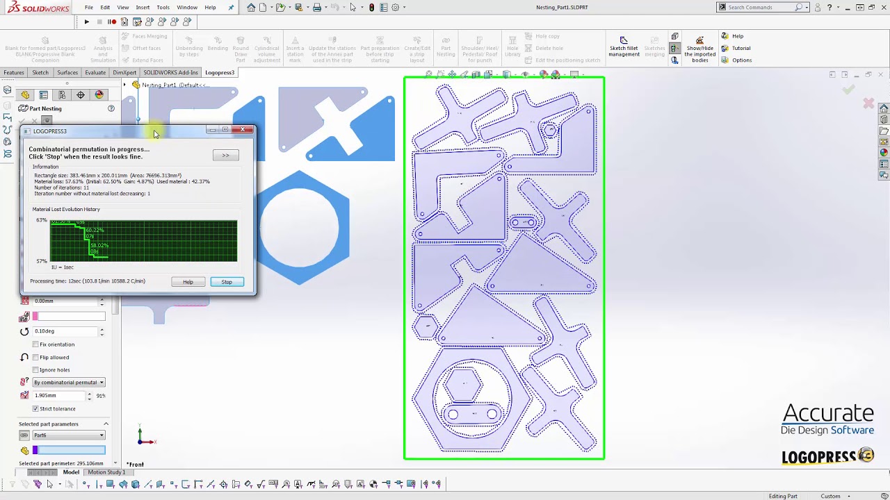 Nest Parts on Sheets, Coils or Small Spaces Inside SolidWorks