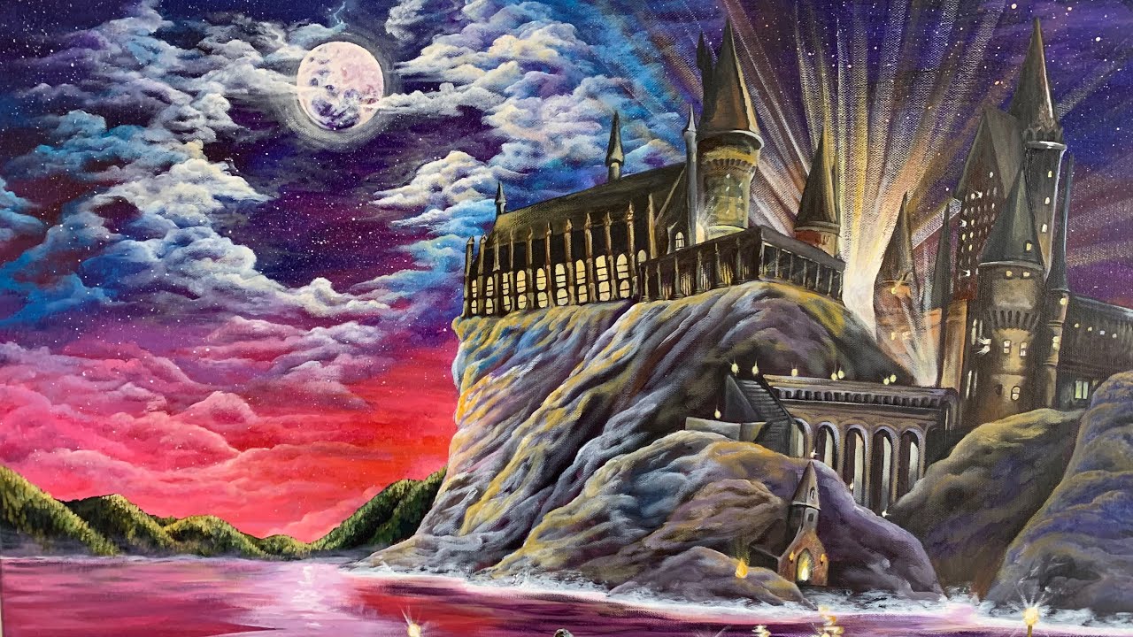 Hogwarts Castle Original Painting Timelapse - Acrylic Earth by Sarah Calzada