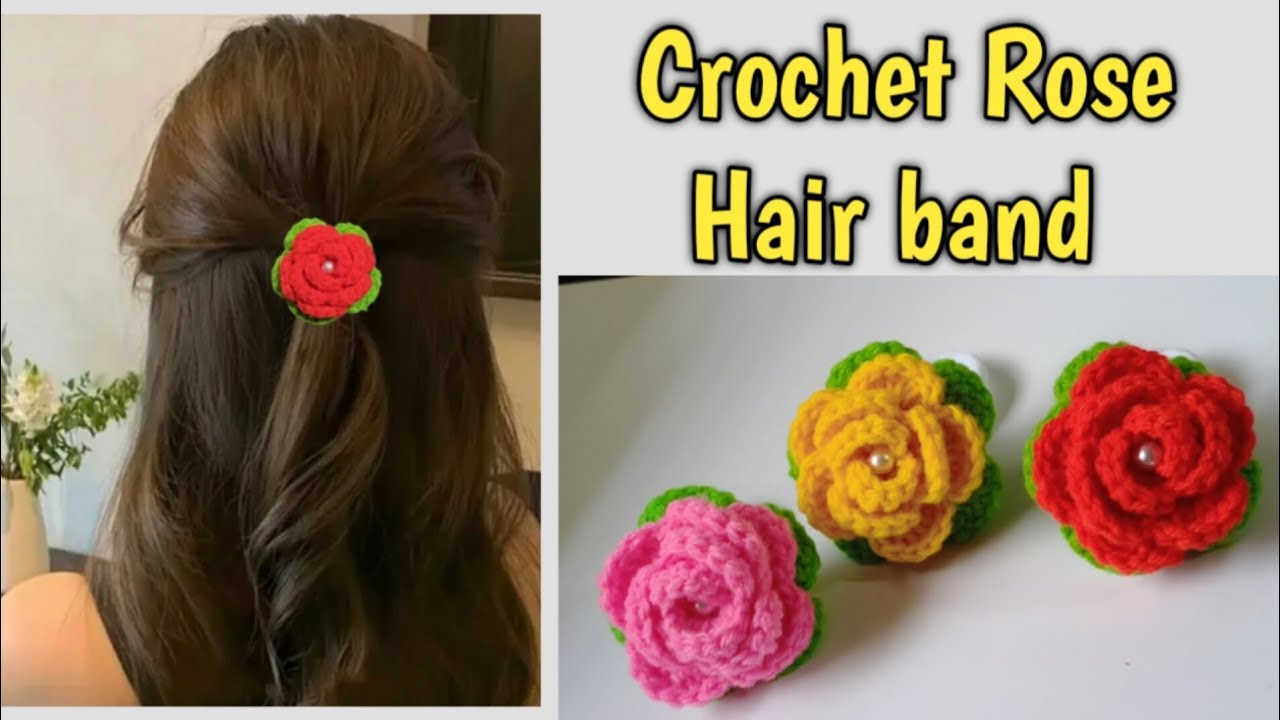 Как связать крючком резинку для волос &laquo;Роза&raquo; #crochethairaccessories