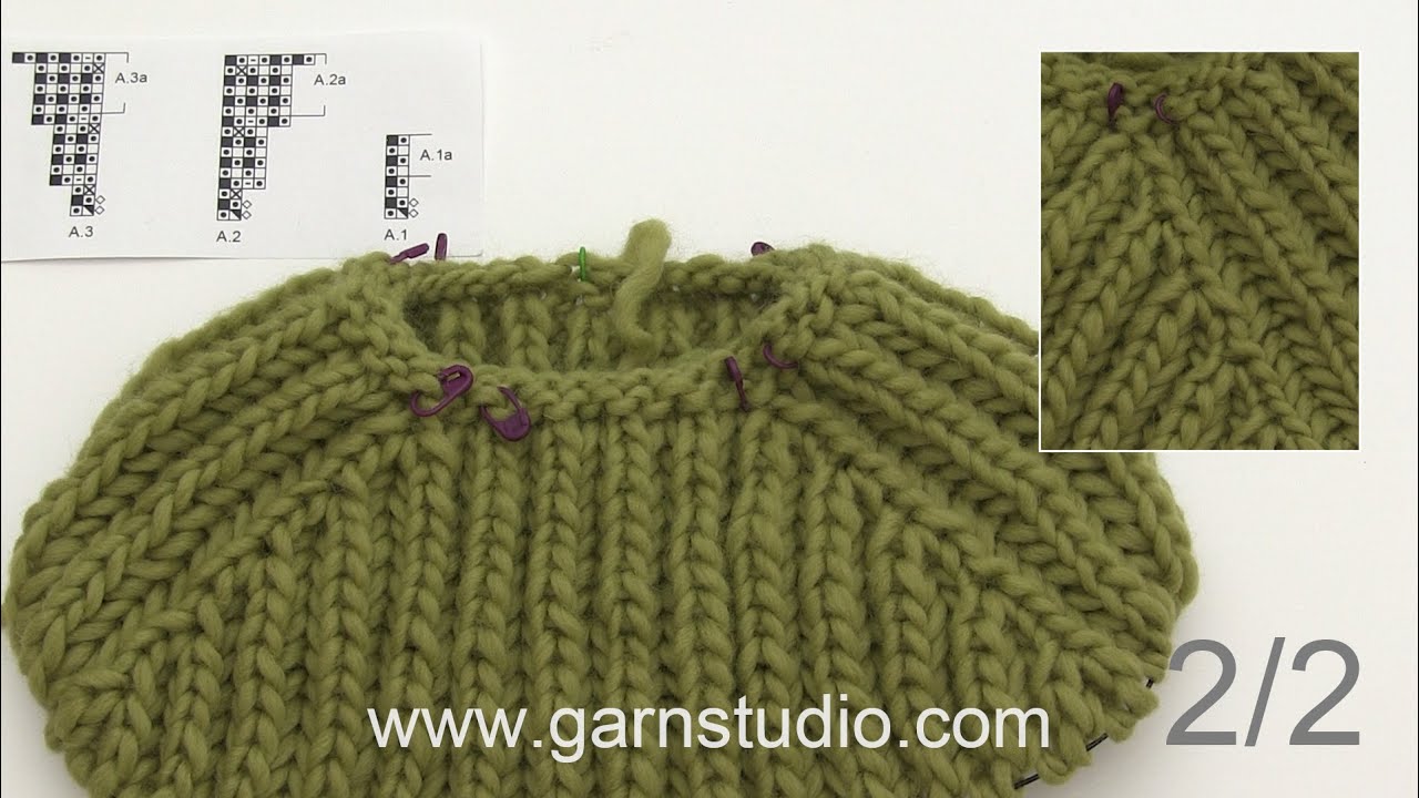 How to start working a garment in English rib after charts - Part 2