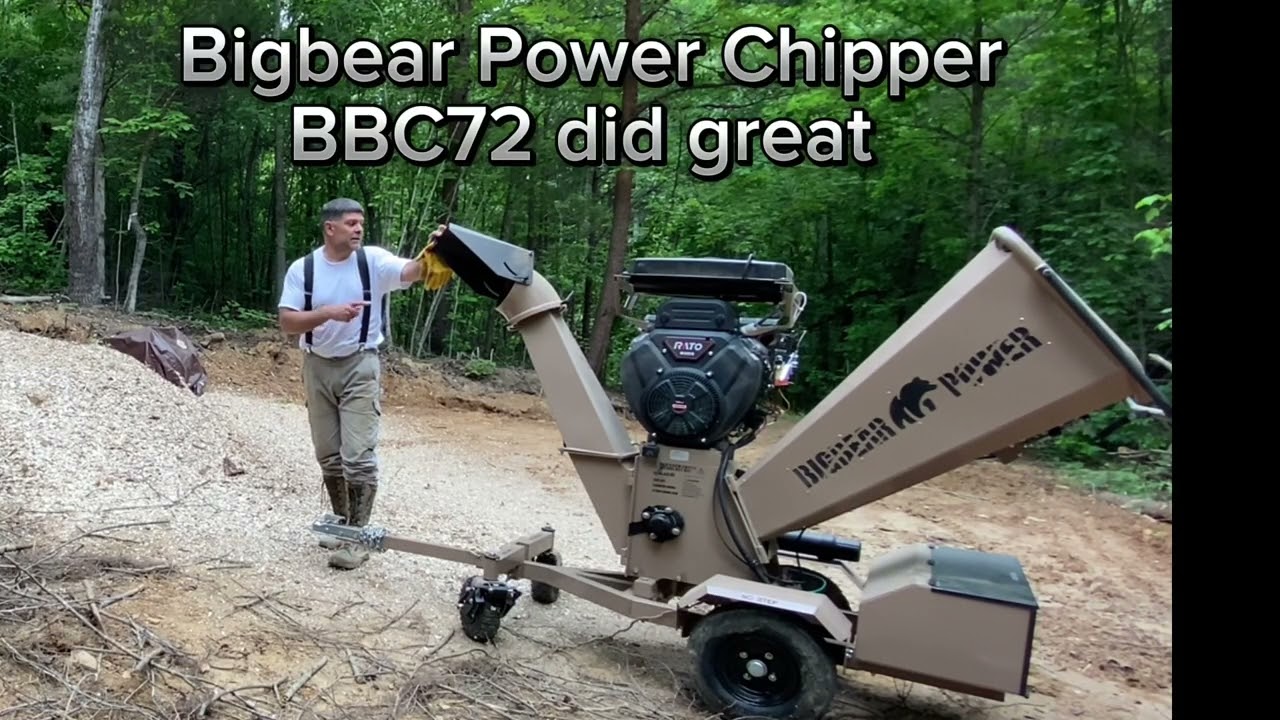 Bigbear Power Chipper BBC72 does well with huge pile of branches and logs