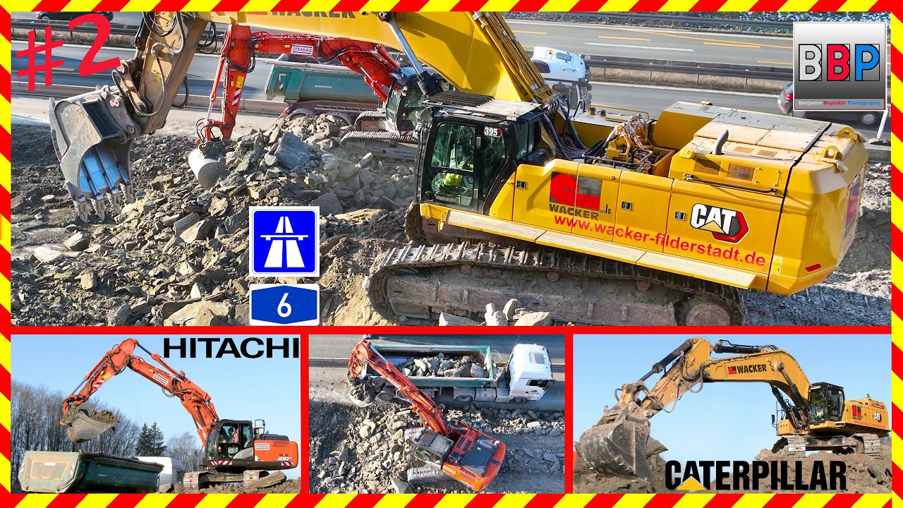 🤓 CAT 395 Next Gen, Hitachi ZX210-6,... Ausbau A 6, Schnelldorf, 02.03.2023. #2