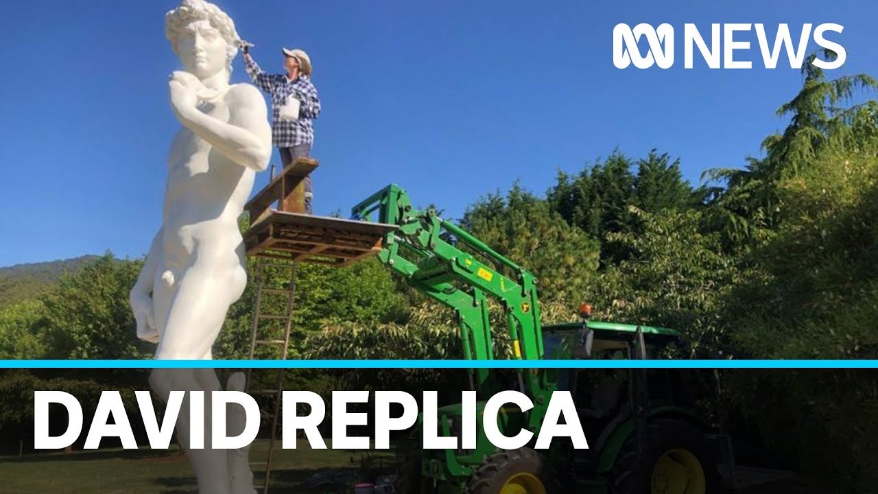 Couple pick up 5m replica of Michelangelo's David for $500 for their backyard | ABC News