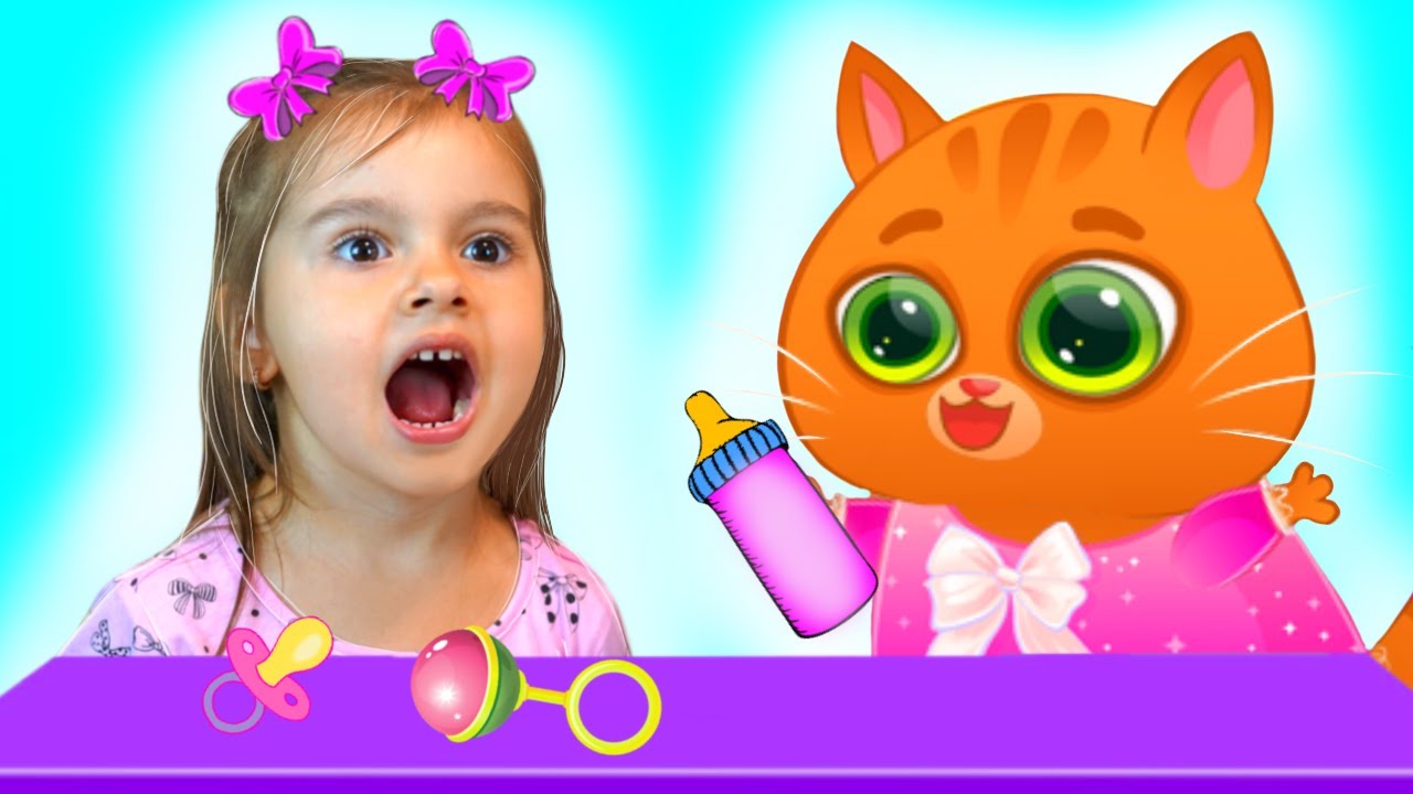 История для детей как Арина и котик Bubbu играют в игре | Арина как мама собирает Бубу в сад