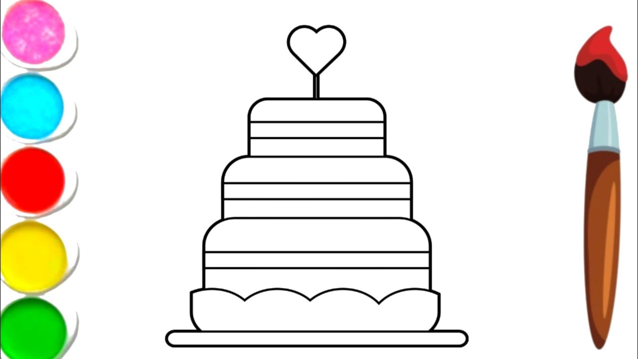 Милый рисунок торта на день рождения для детей 🎂 | Простая раскраска для малышей