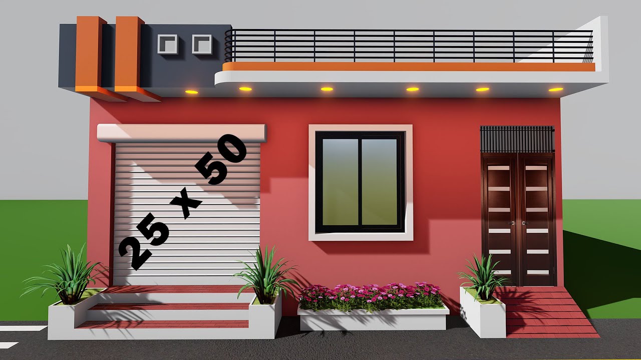 कम से कम खर्चे में 4 बैडरूम हाउस प्लान,3D dukan or makan ka naksha,Age dukan piche makan ka design