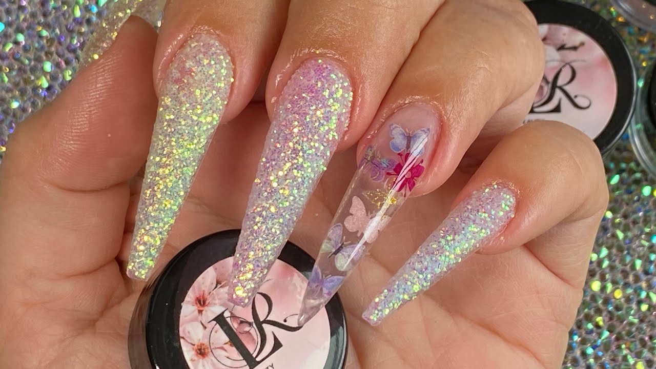 Uñas Acrílicas/ Efecto Azúcar En Tonos Pastel.
