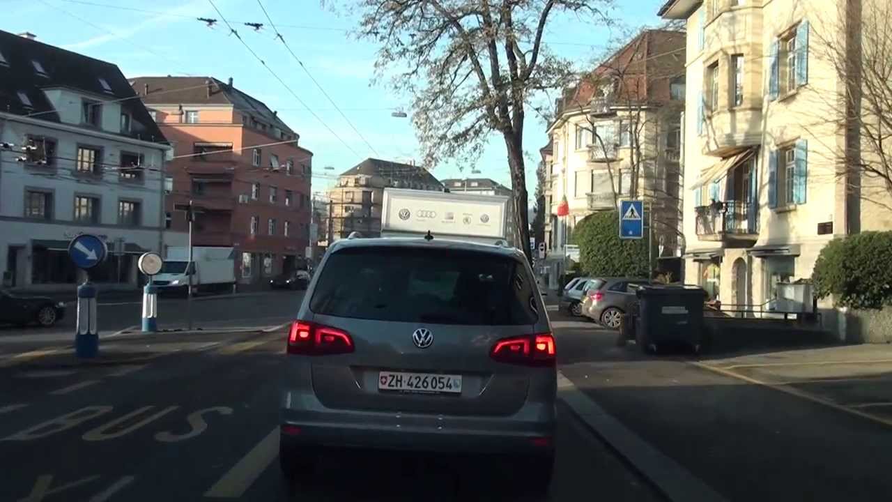 Driving in Zürich Suburbs and downtown/ Switzerland/ 12.2013 HD