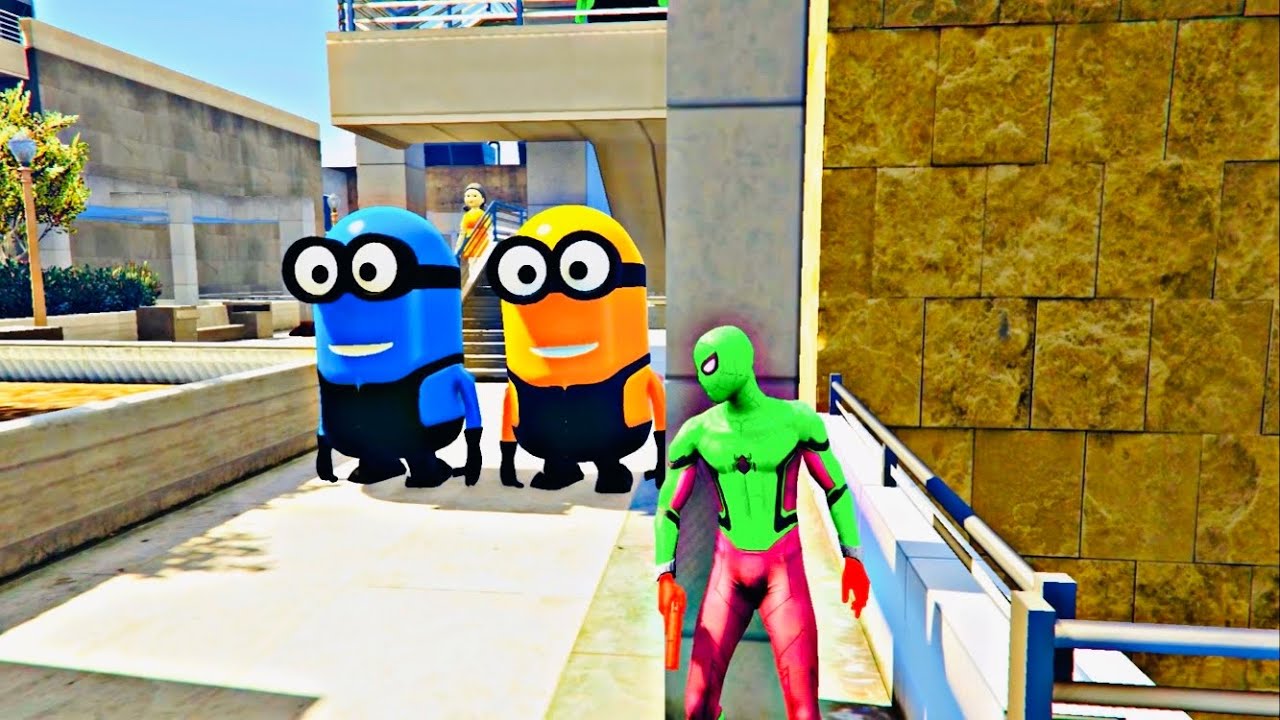 GTA 5 Spiderman Vs Colourful Minions Ragdolls Ep 61