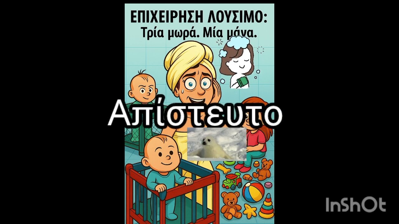 Μια μαμά. Τρία παιδιά. Ένα λουσιμο. Καμία πιθανότητα 