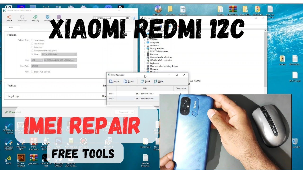 Xiaomi redmi 12c imei repair free tools / meta mode