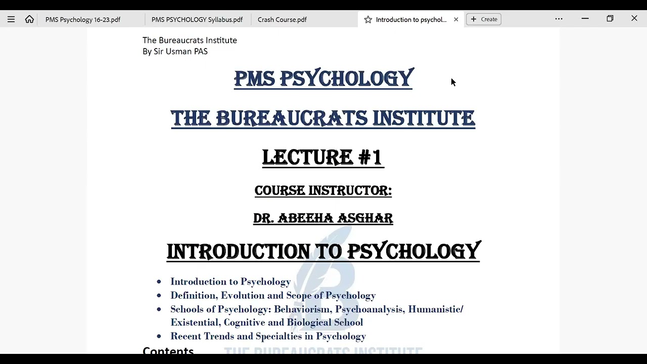 Introduction to Psychology |PMS | CSS| The Bureaucrats Institute
