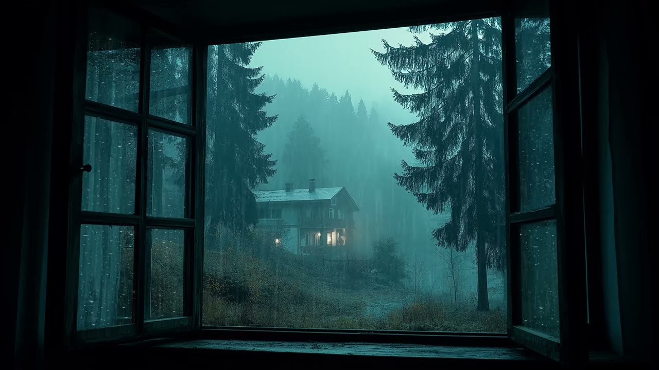 🌧️ Quiet Rainy Window View | Large Window with Gentle Rain – 3 Hours | Focus Calm Mind Meditation