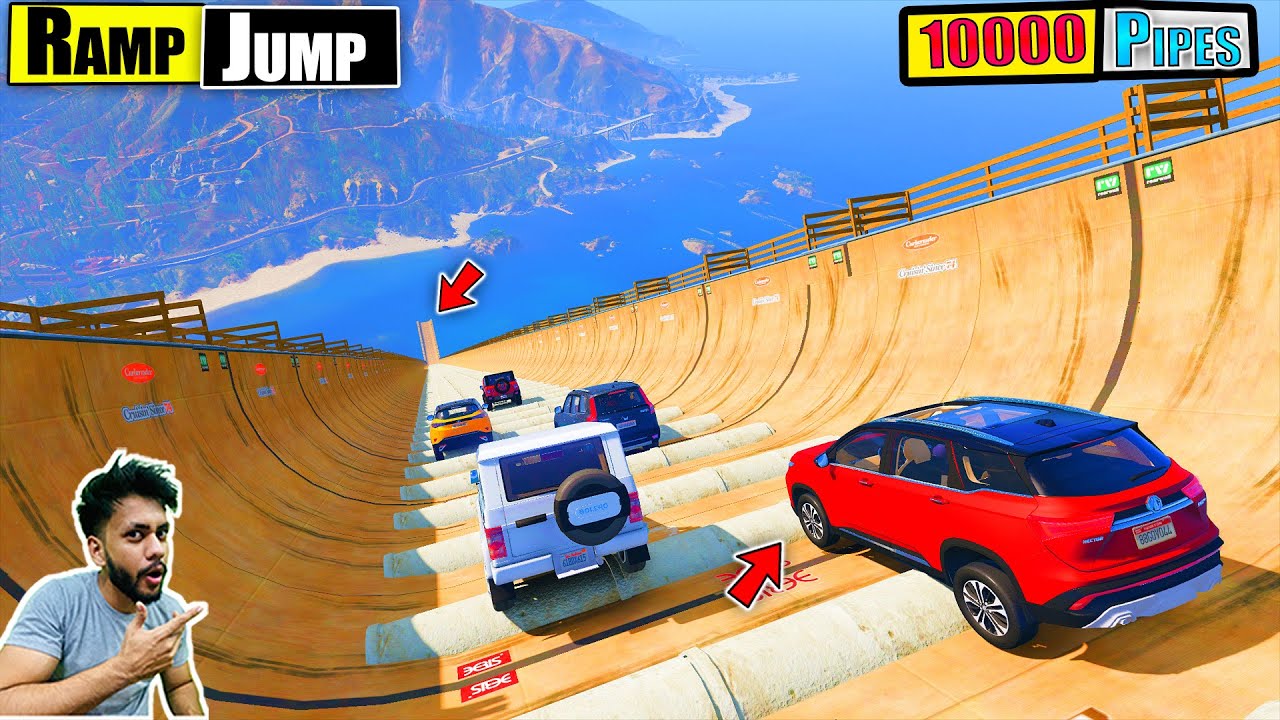 Indian Cars Vs 1000 Pipes Ramp Challenge GTA 5