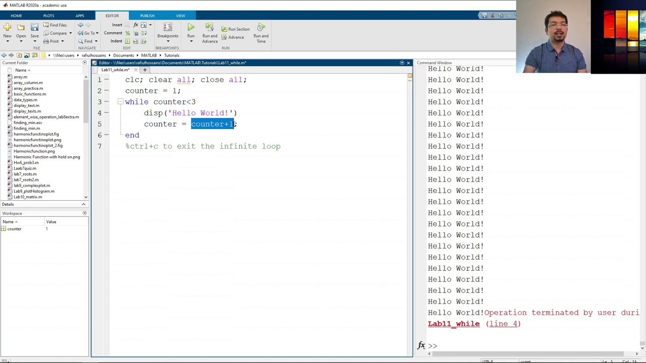 While Loop in MATLAB