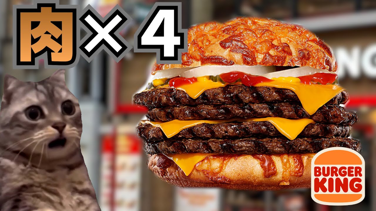 バーガーキングでデカいバーガーを食べた何気ない話【猫ミーム】