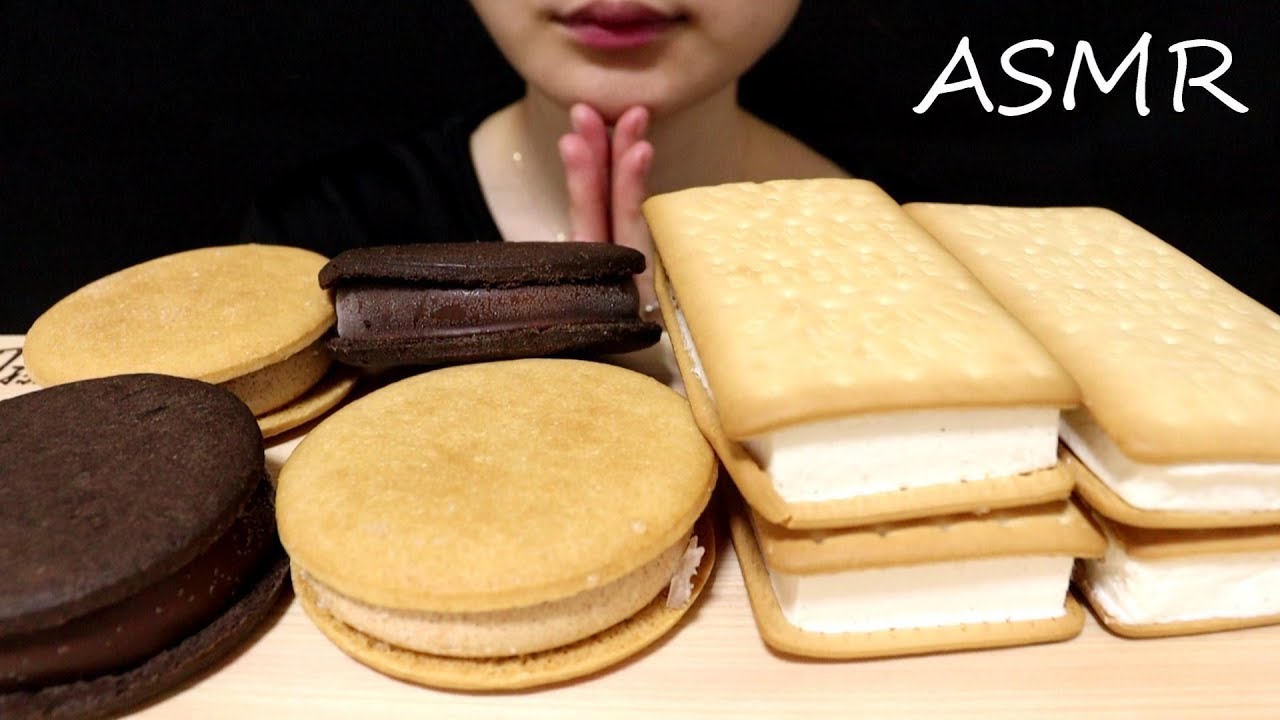 [ASMR] Еда бисквитного сэндвич-мороженого