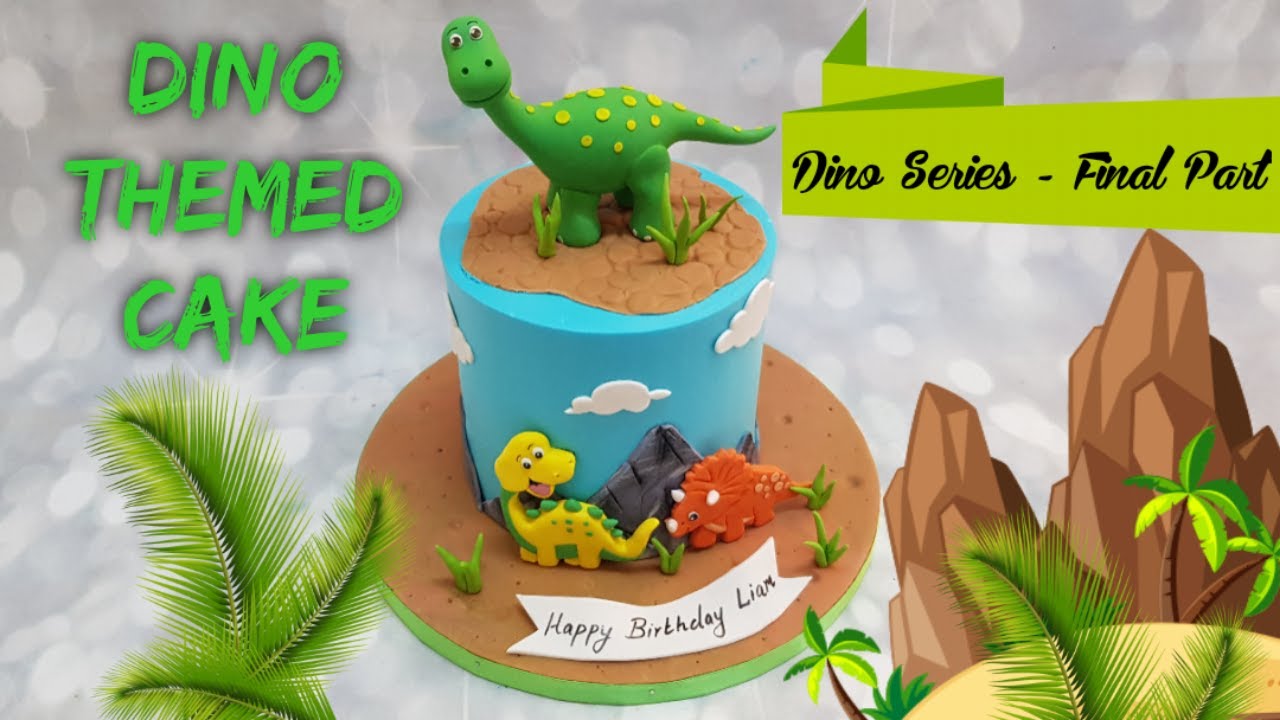 Dino Themed Cake | Dinosaur Cake Tutorial || Dino Cake Topper || Final Part