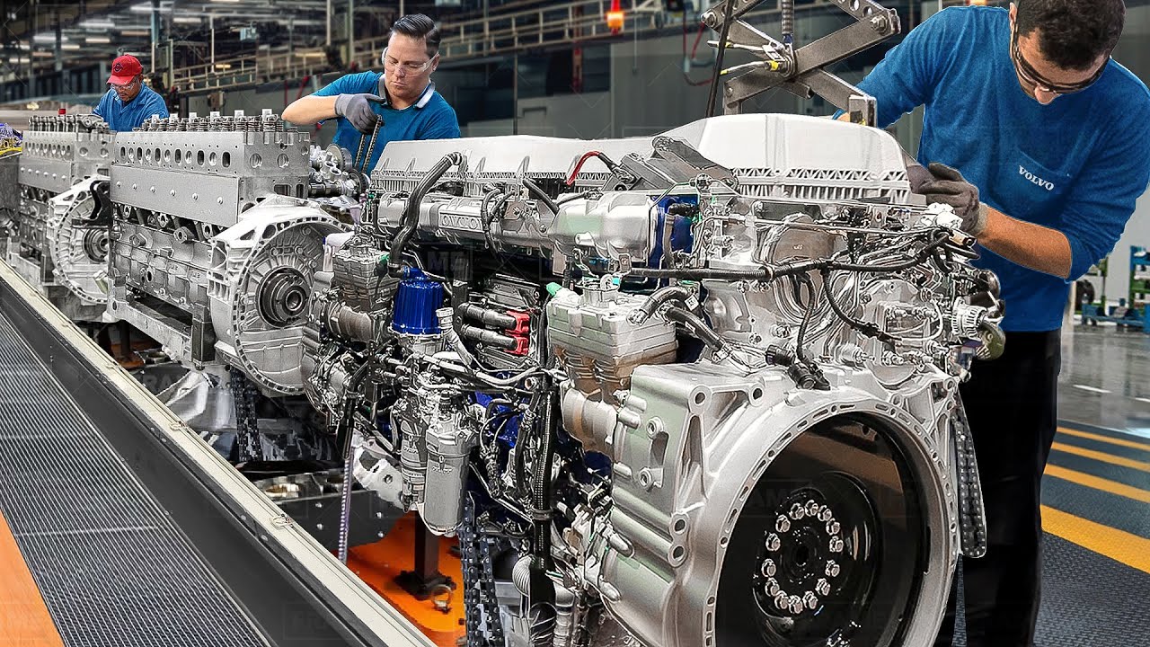 Inside Best Volvo Factory Producing Giant Diesel Truck Engines - Production Line